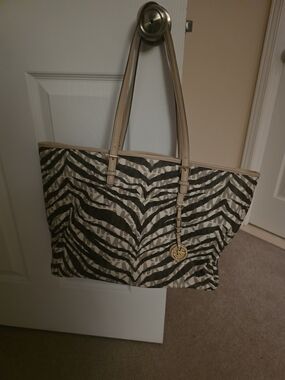 Michael Kors Beige and Black Zebra-Print Tote